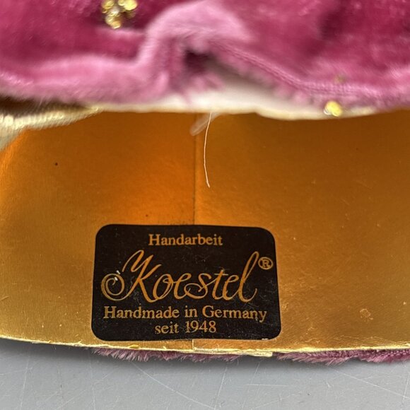 Vtg Koestel Angel Handmade West Germany Wax Face Hands Velvet Gown 7" - Picture 10 of 11